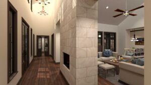 entry fireplace rendering